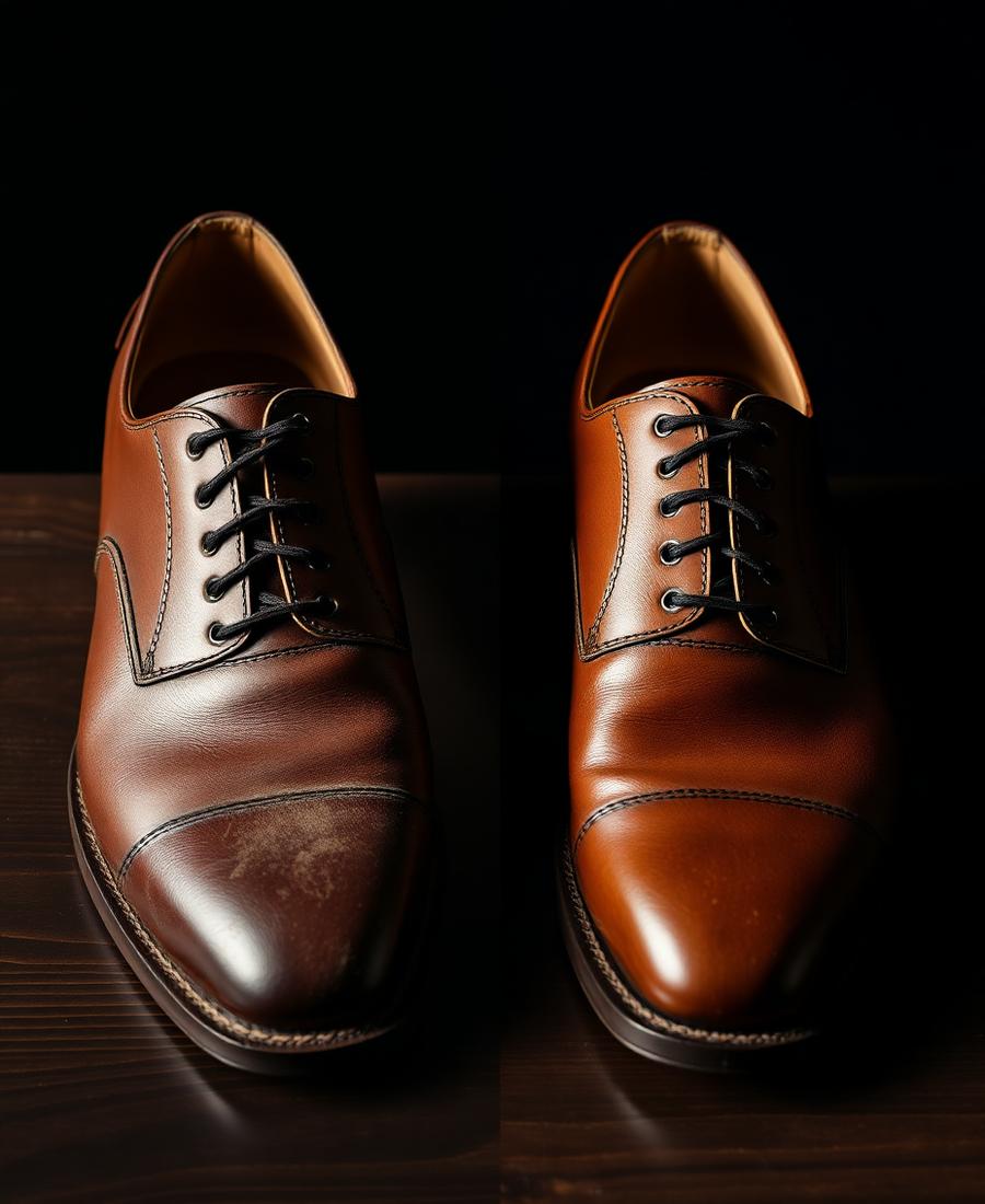 Before and after shoe restoration