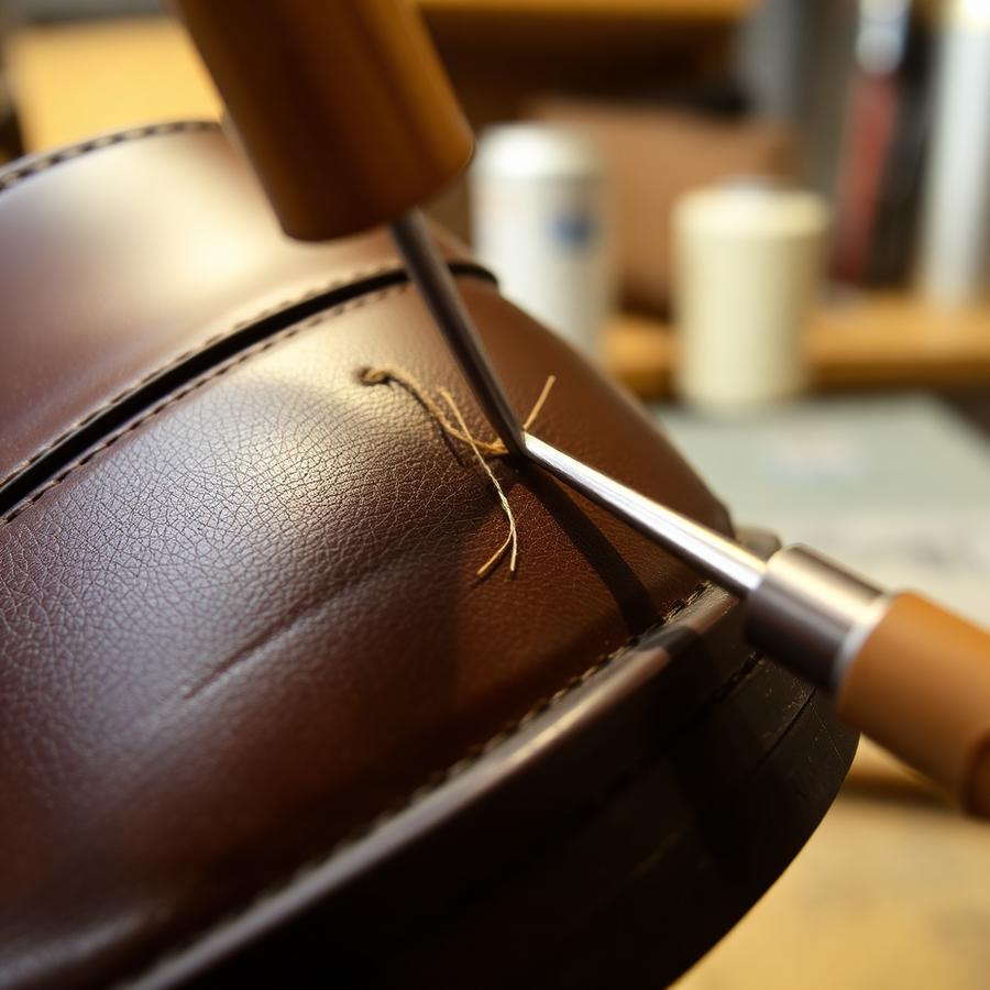 Hand-stitching leather