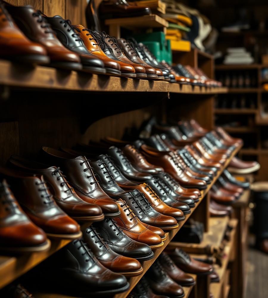 Restored shoes on shelves